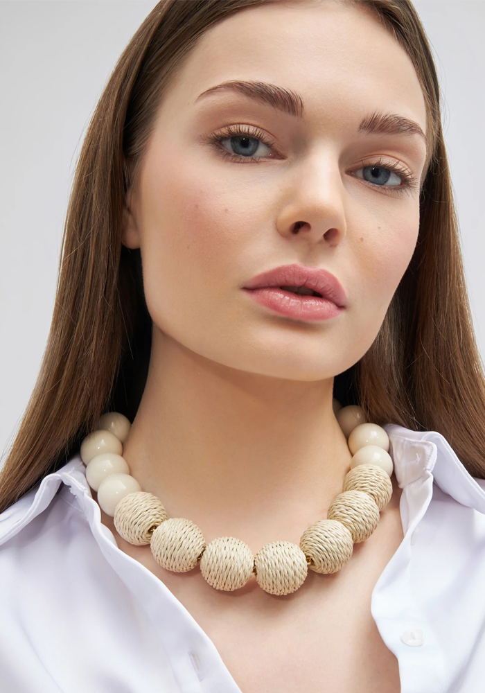 Collier Raffia Beads Sand - Vanessa Baroni