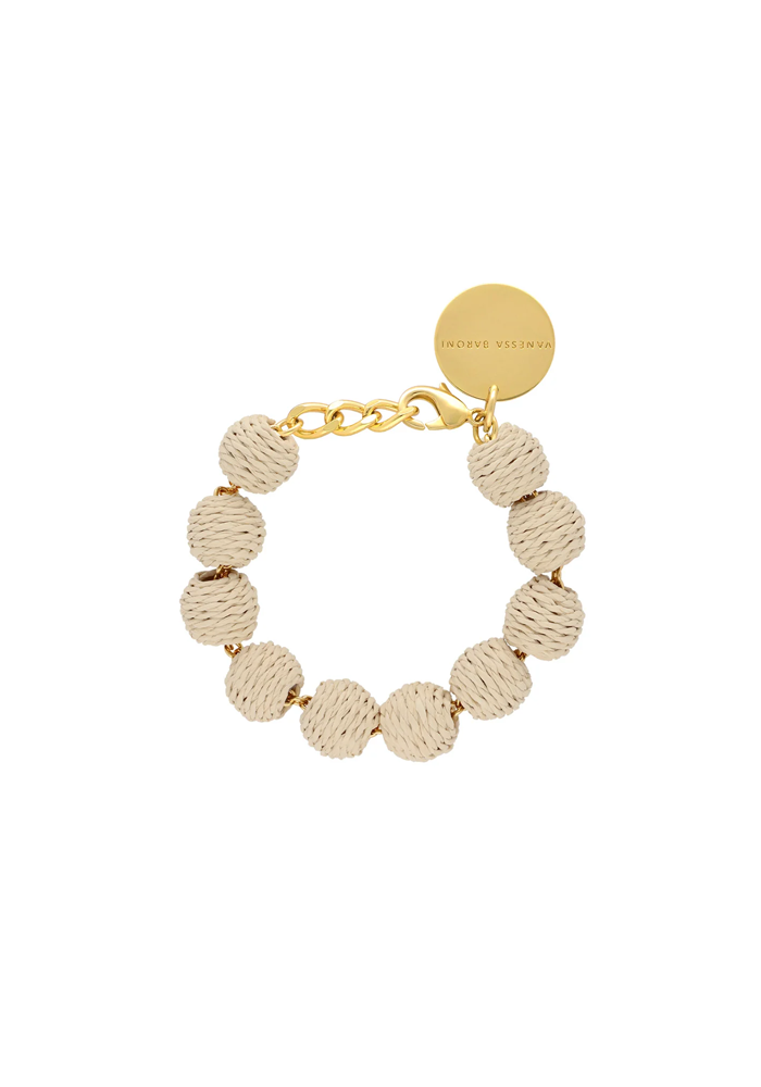 Bracelet Raffia Small Beads Sand - Vanessa Baroni