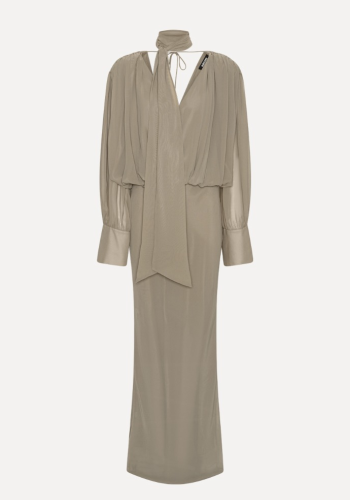 Robe Chiffon LS Maxi Taupe - Rotate