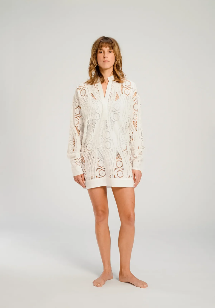 Robe Courte Dentelle Blanche New York - V De Vinster