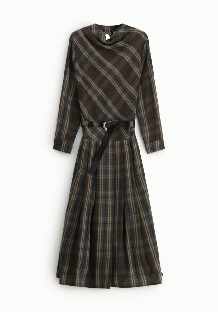 Robe Longue Évasée À Carreaux - Dixie