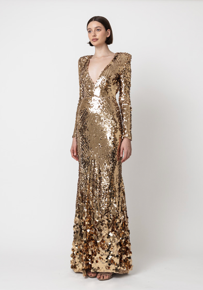 Robe Longue Sequins Dores - Meraki Official