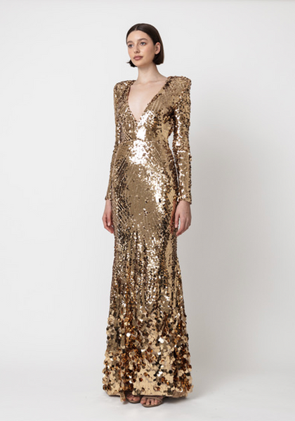 Long Gold Sequin Dress - Meraki Official