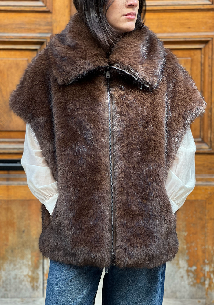 Veste Sans Manche Sab Marron - Lou Andrea