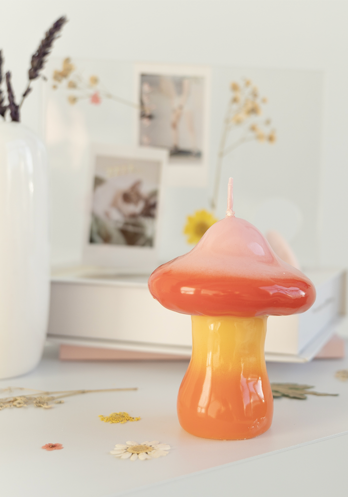 Bougie Mushroom Petit Modèle Orange Jaune Et Rose - Blush Sélection Décoration