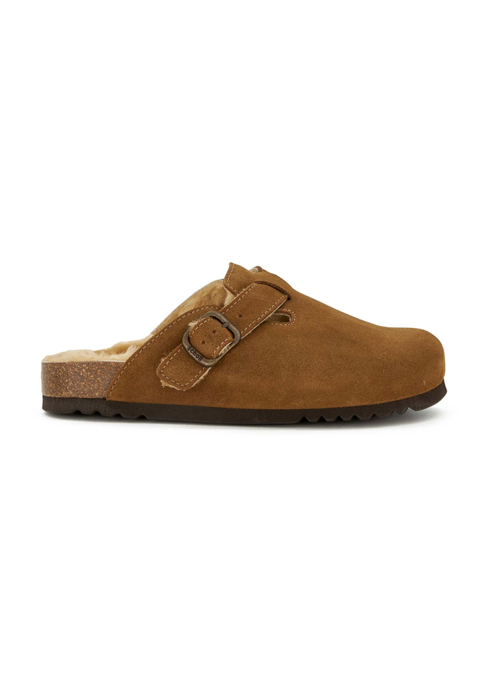 Mules Fae New Suede Et Mouton Taupe - Scholl