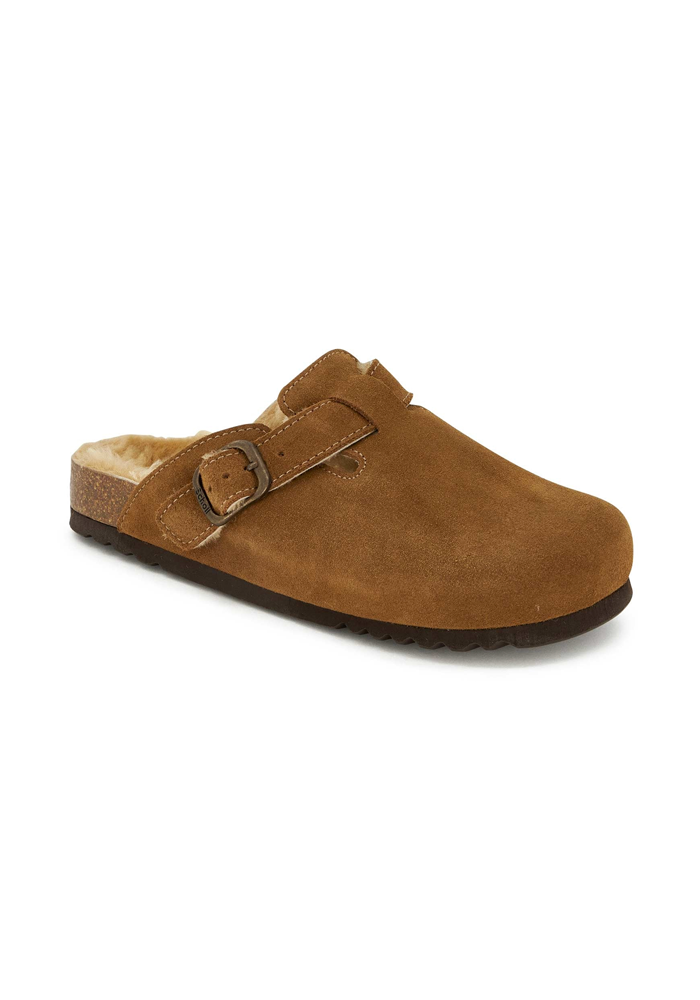 Mules Fae New Suede Et Mouton Taupe - Scholl