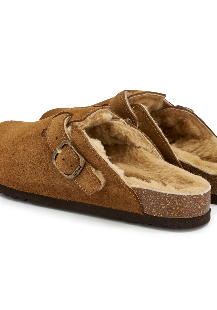 Mules Fae New Suede Et Mouton Taupe - Scholl