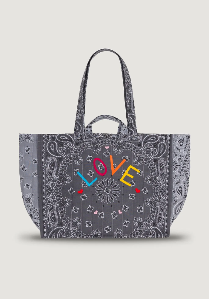 Sac Moyen Cabas Love Dark Grey Pale Grey - Call It By Your Name