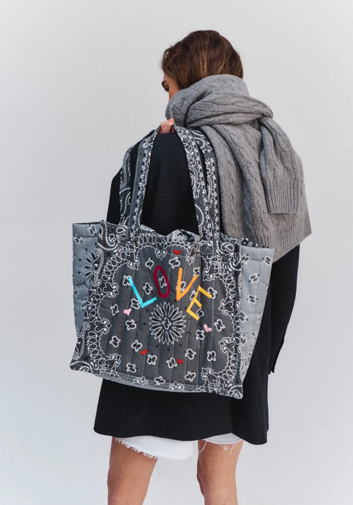 Sac Moyen Cabas Love Dark Grey Pale Grey - Call It By Your Name