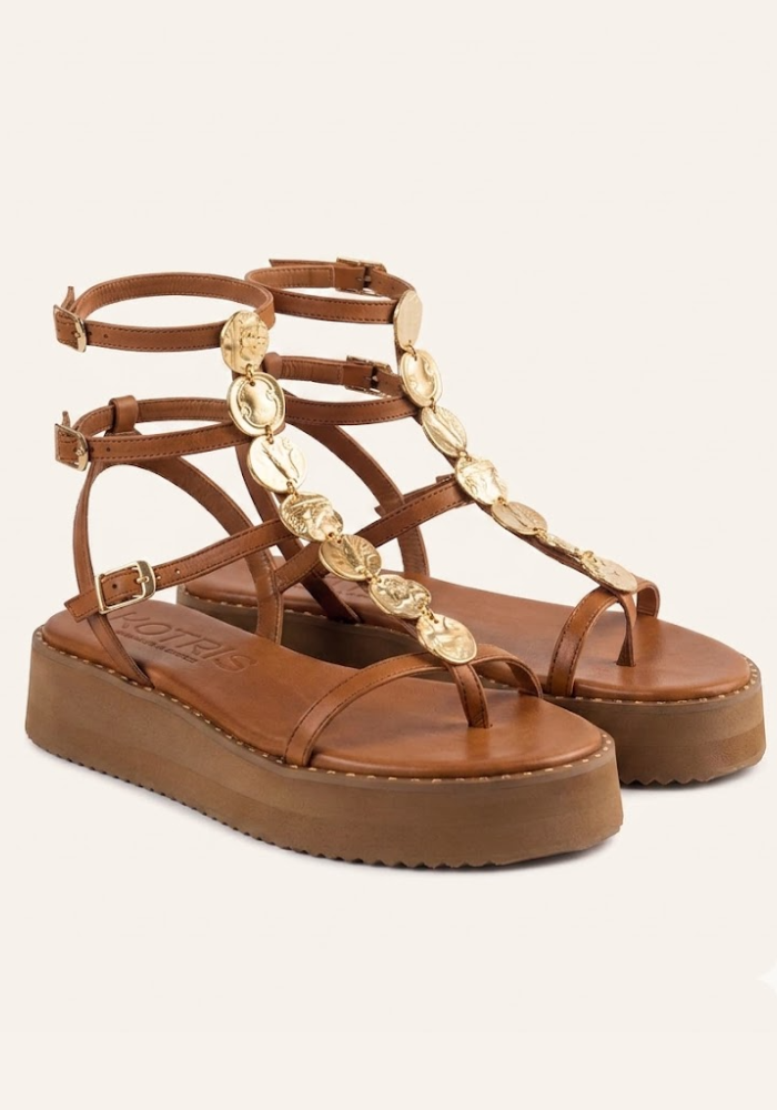 Sandales Kythira Caramel - Greek Designer 