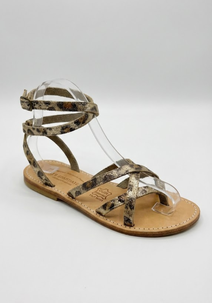 Sandales Linda Léopard Métalisé - Les Spartiates Phocéennes