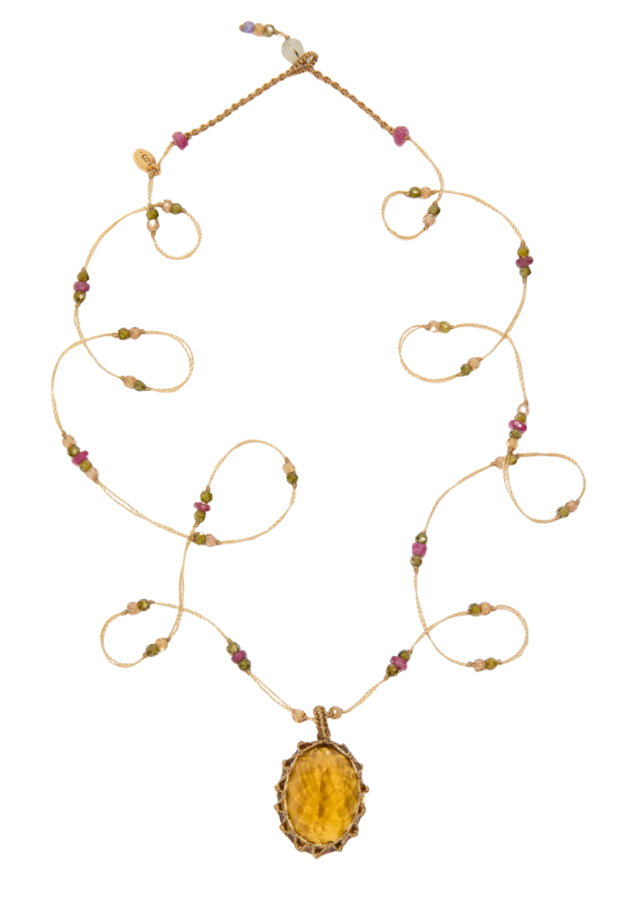 Collier Pendentif Tibétain Honey Quartz - Sélectionné Par Blush