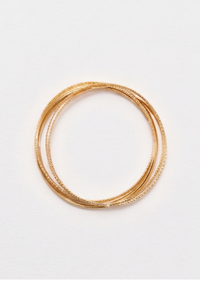 Semainier 7 Joncs Lisses et Striés Plaqué Or - Sélectionné par Blush