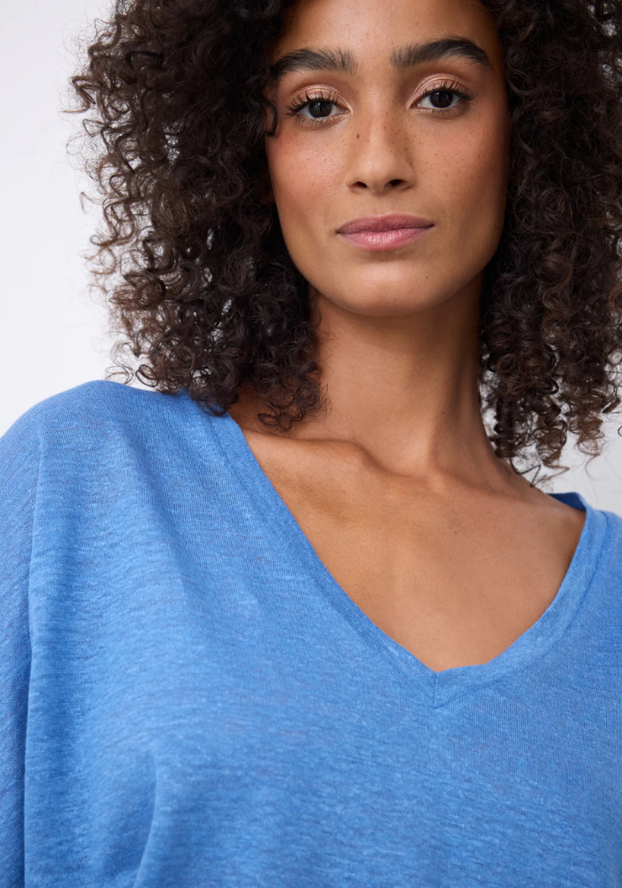 T-Shirt En Lin Sophia Bleu Jean - Notshy