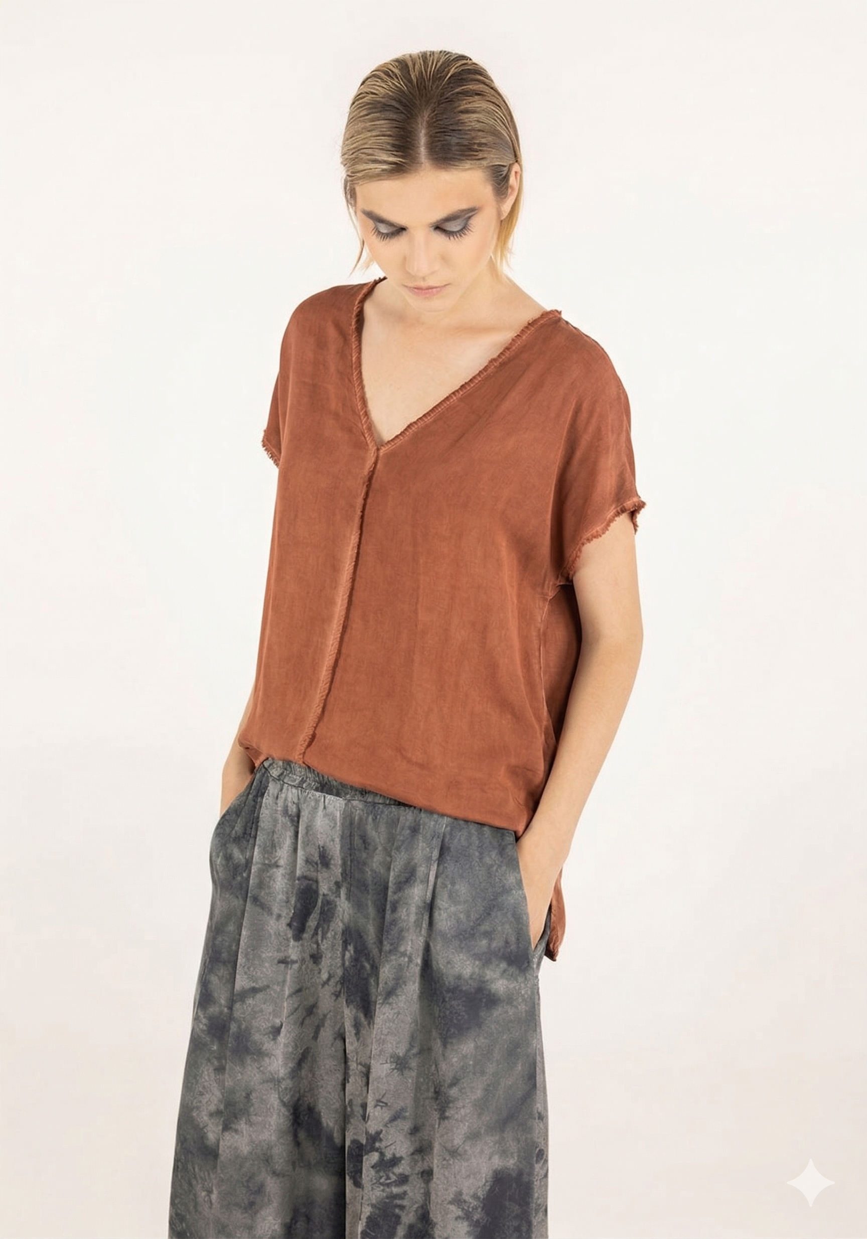 T-Shirt Manches Courtes Col V Starfish Orange - V de Vinster