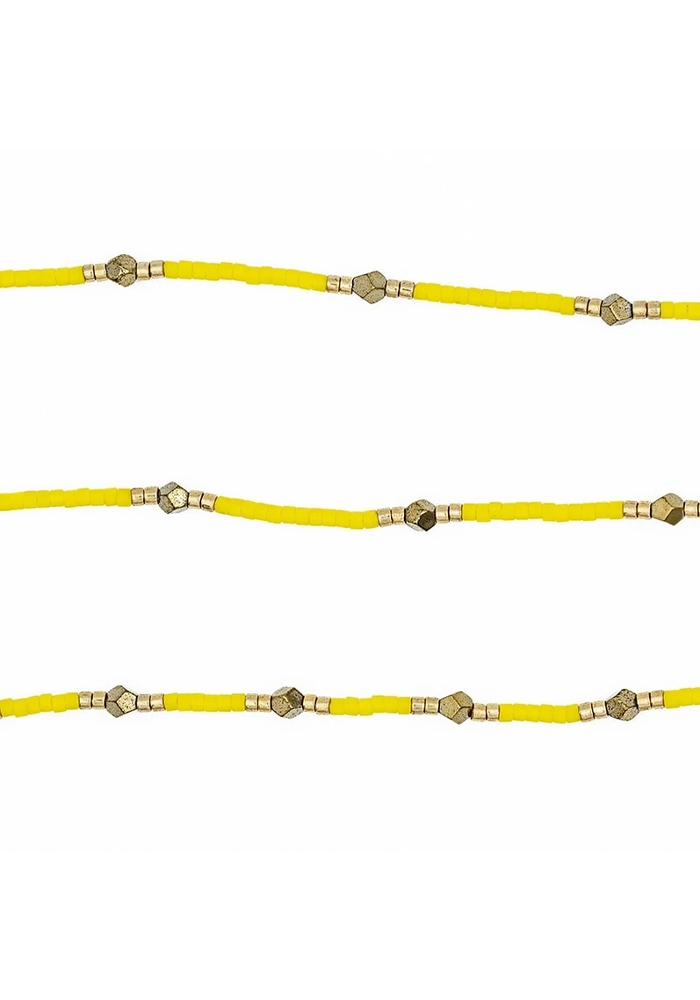 Bracelet 6 Tours Ou Sautoir Gatsby Jaune Néon - Têtes Blondes 