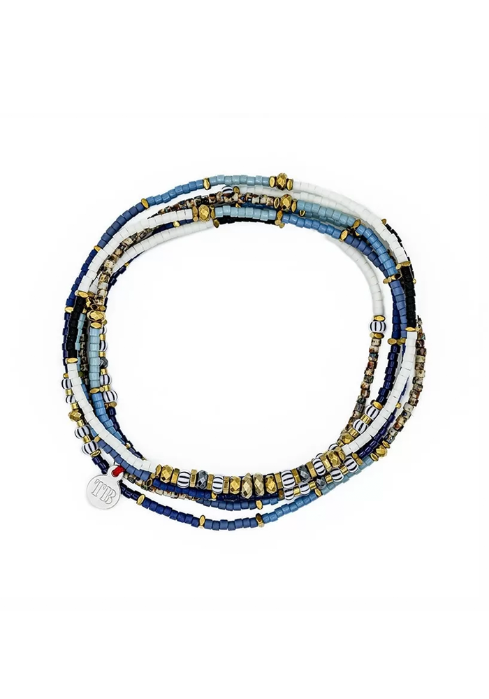 Bracelet 6 Tours Ou Sautoir Wave Slim Bleu - Têtes Blondes