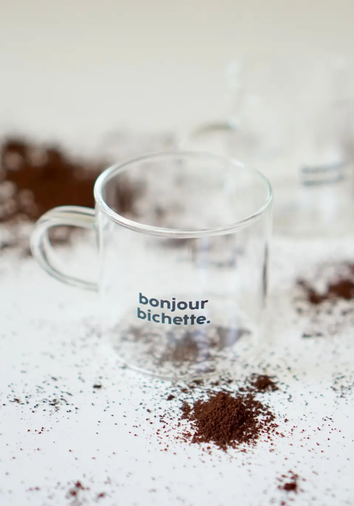 Tasse À Expresso Transparente Bonjour Bichette - Félicie Aussi