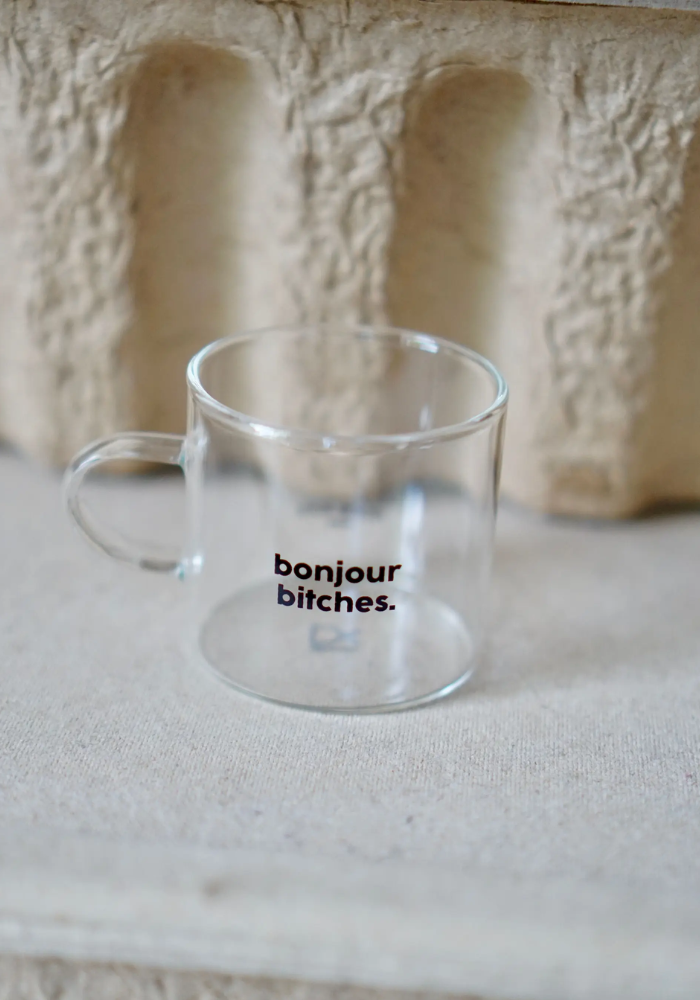 Tasse À Expresso Transparente Bonjour Bitches - Félicie Aussi