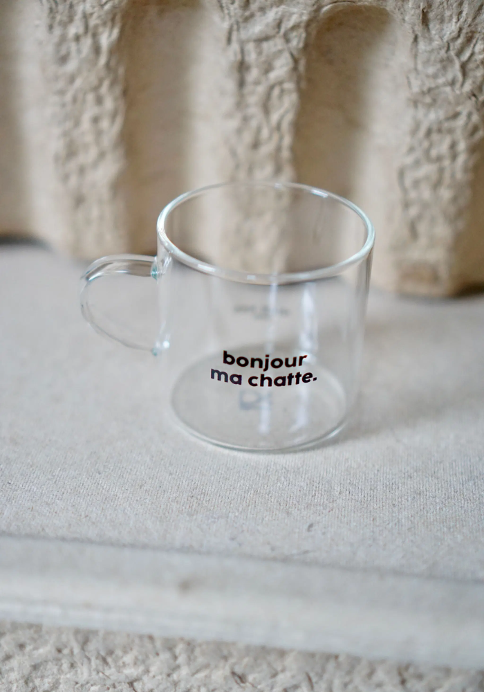 Tasse À Expresso Transparente Bonjour Ma Chatte - Félicie Aussi