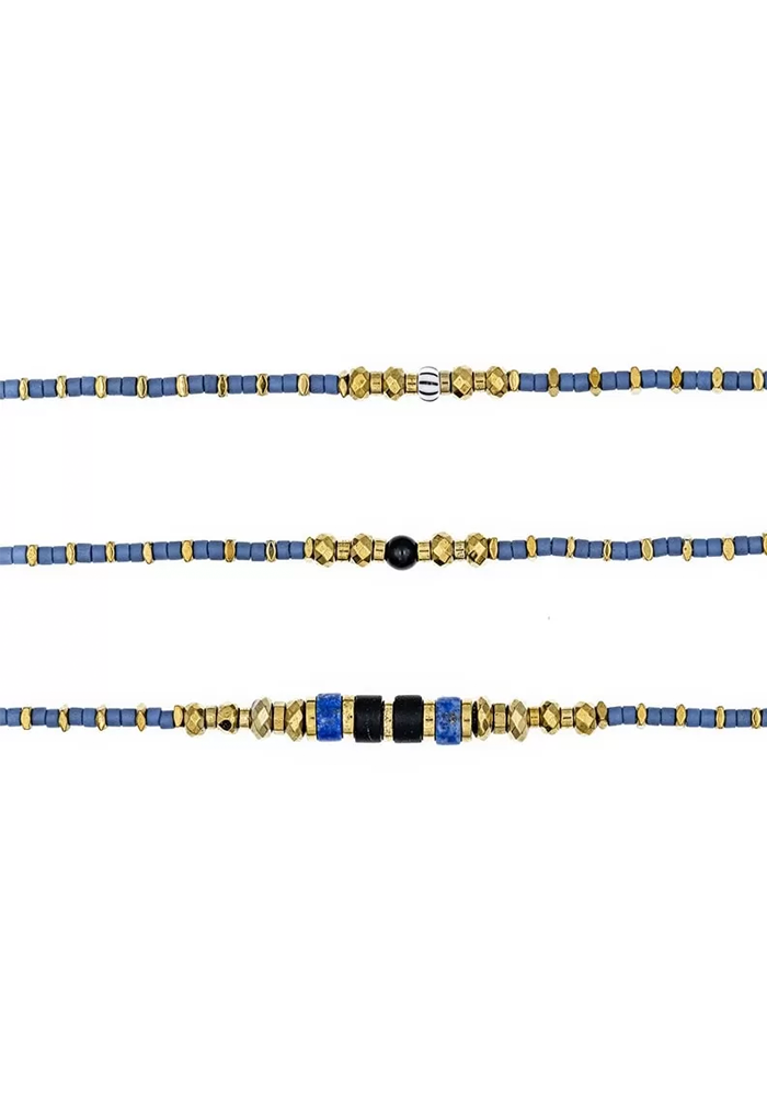 Bracelet 6 Tours Ou Sautoir Ocean Slim Bleu - Têtes Blondes