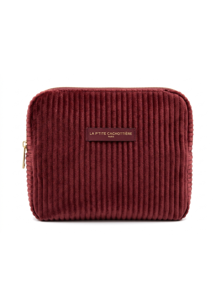 Trousse En Velours Matelassee Bordeaux - La Petite Cachottière