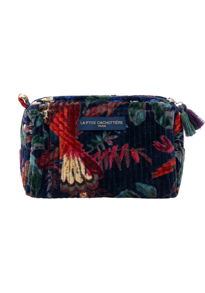 Trousse Velours India Bleu Nuit L - La Petite Cachottière
