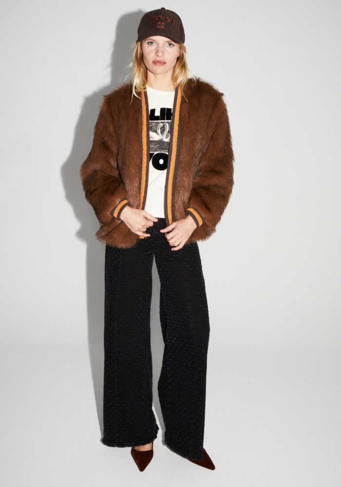 Veste Fausse Fourrure Nova Chocolat - Imprévu