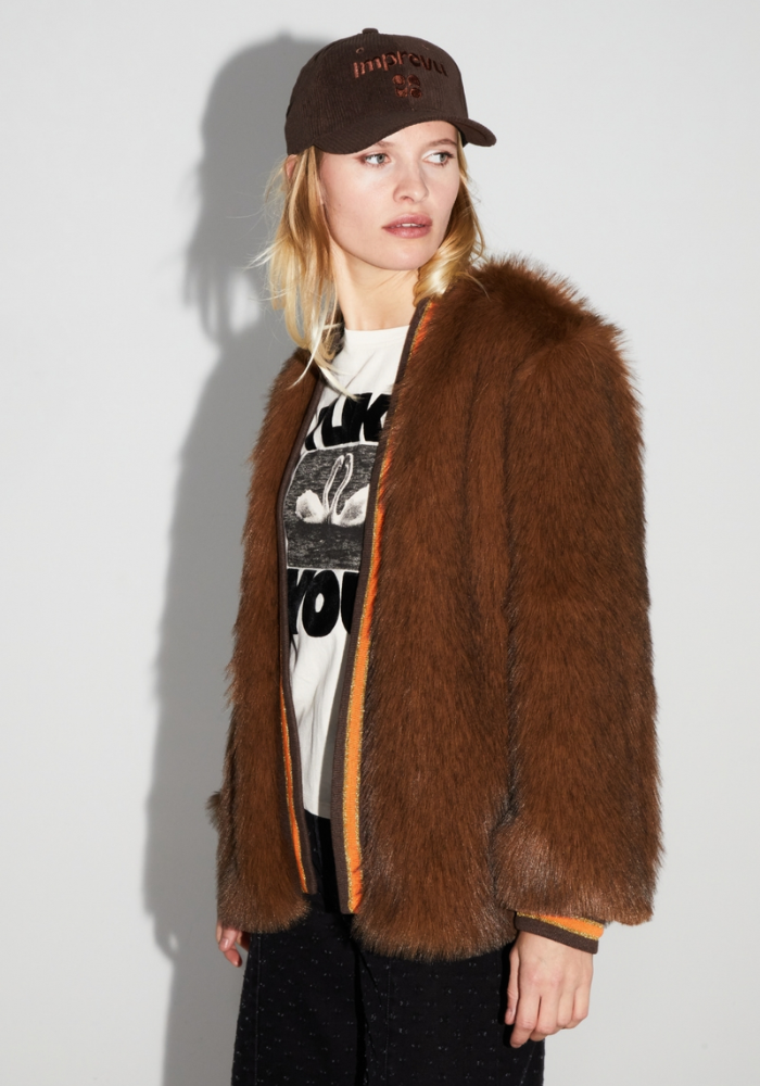 Veste Fausse Fourrure Nova Chocolat - Imprévu