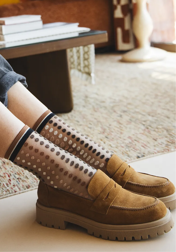 Chaussettes Transparentes Vetrata Brune - Atelier Saint Eustache