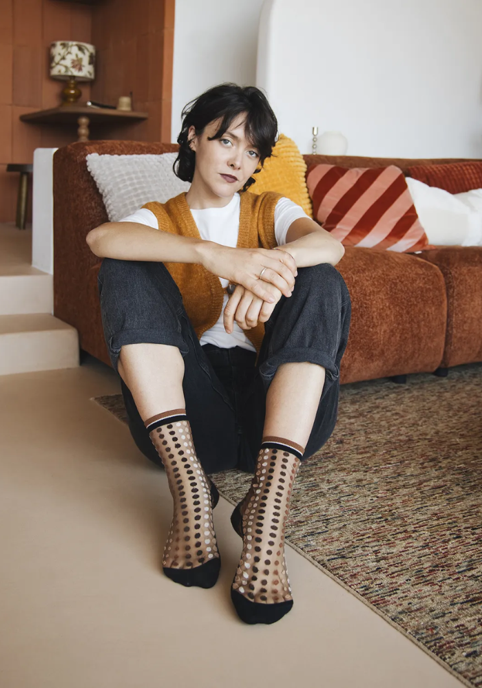 Chaussettes Transparentes Vetrata Brune - Atelier Saint Eustache