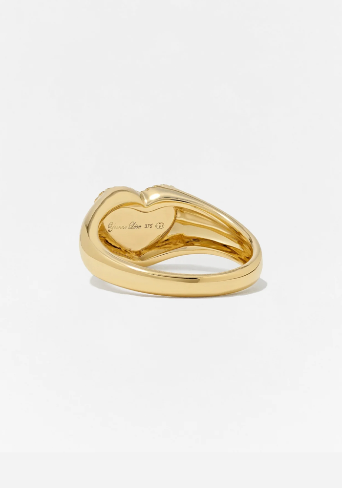 Bague Mini Chevalière Coeur Or Jaune - Yvonne Léon