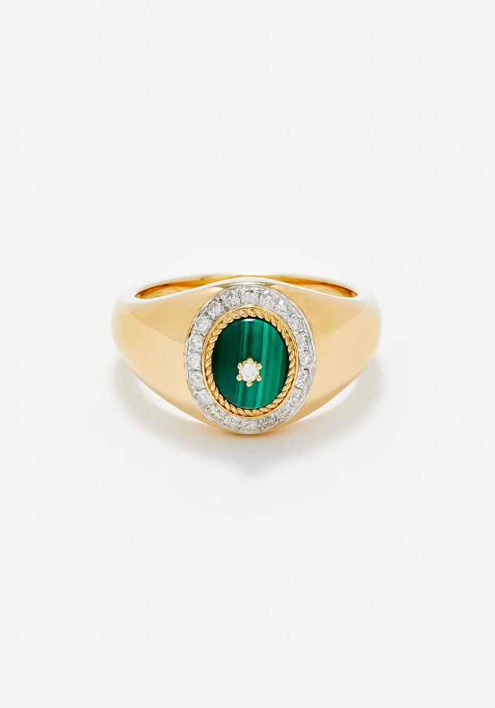 Bague Baby Chevalière Pompadour Malachite - Yvonne Léon