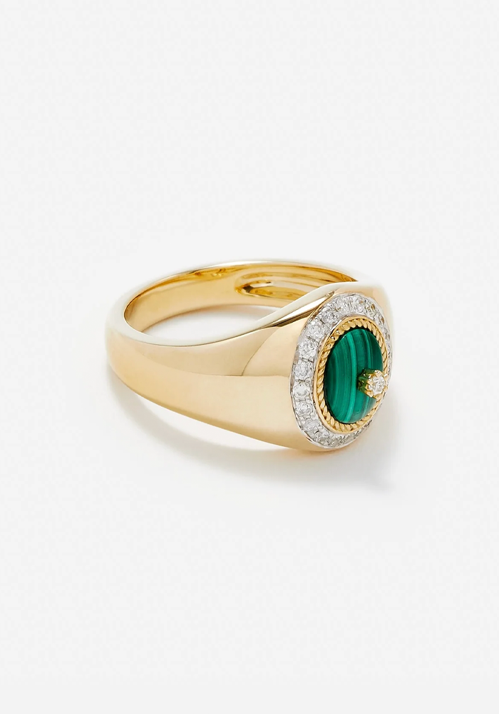 Bague Baby Chevalière Pompadour Malachite - Yvonne Léon