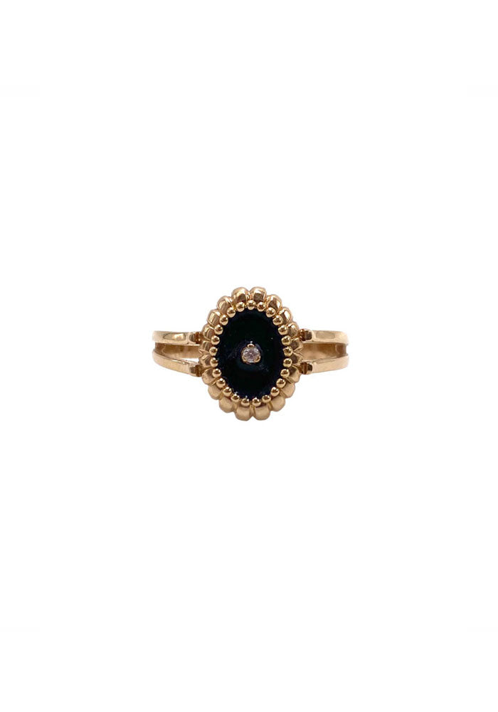 Etoile Du Nord Cameo Rose Gold And Black Resin Ring