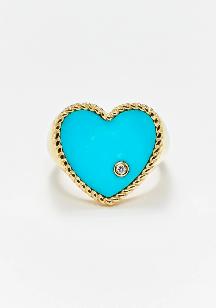 Chevalière Coeur Turquoise - Yvonne Léon