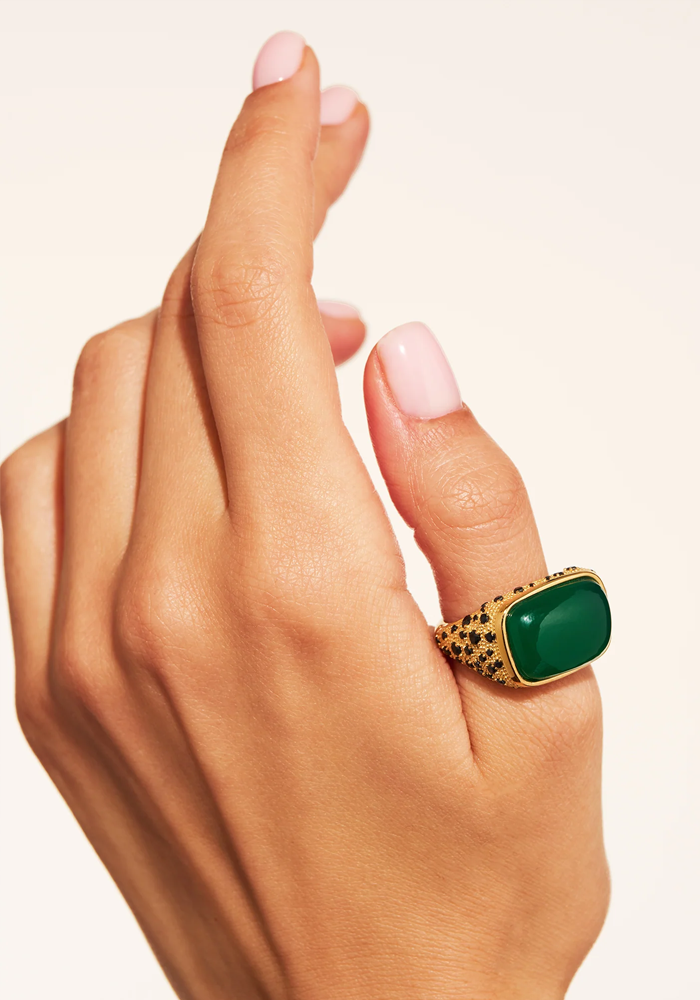 Bague Empreinte Onyx Vert - Be Maad