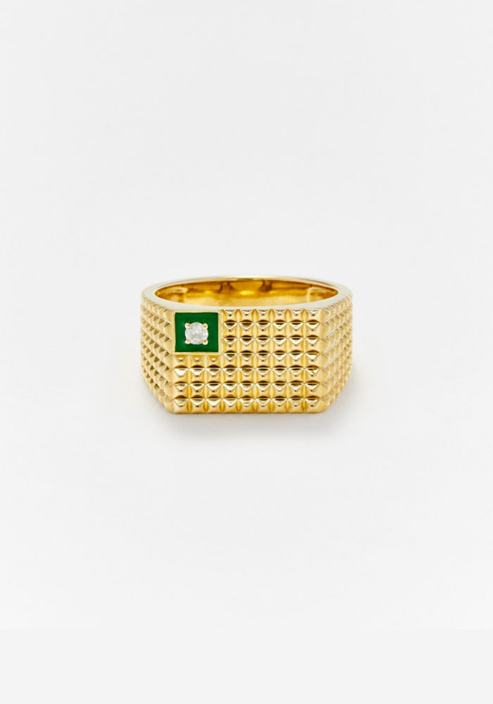 Green Picotti Signet Ring