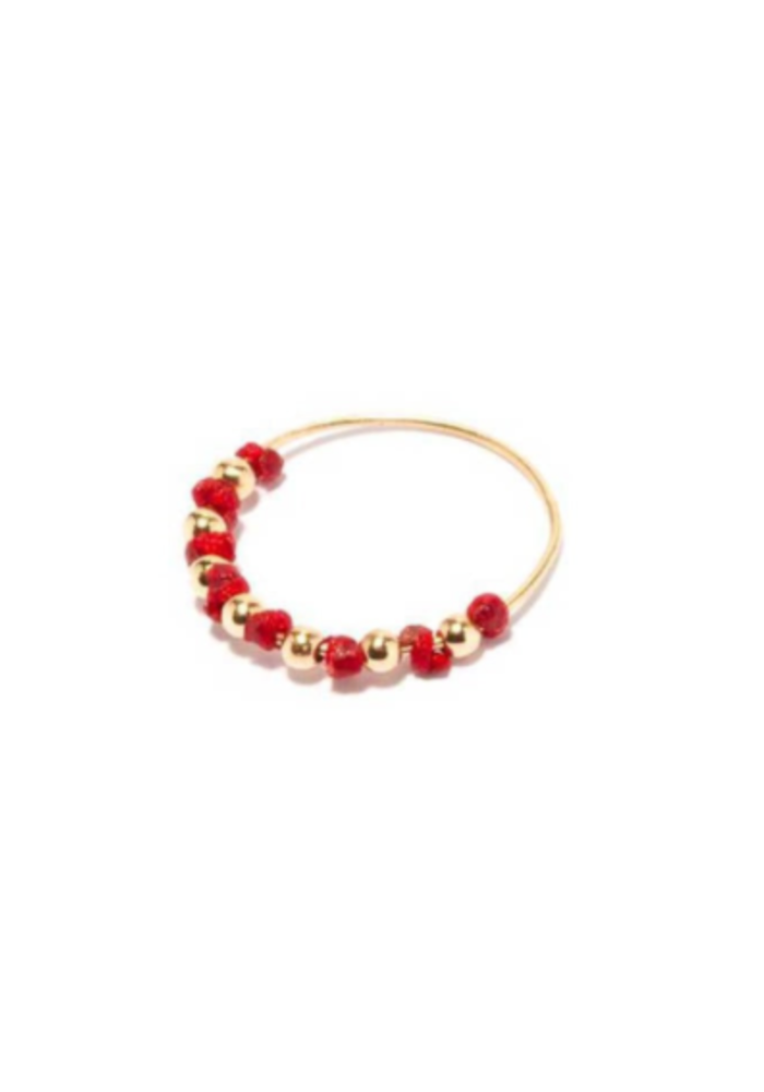 Bague "Sublime" Boullier 7 Perles Or Rouge