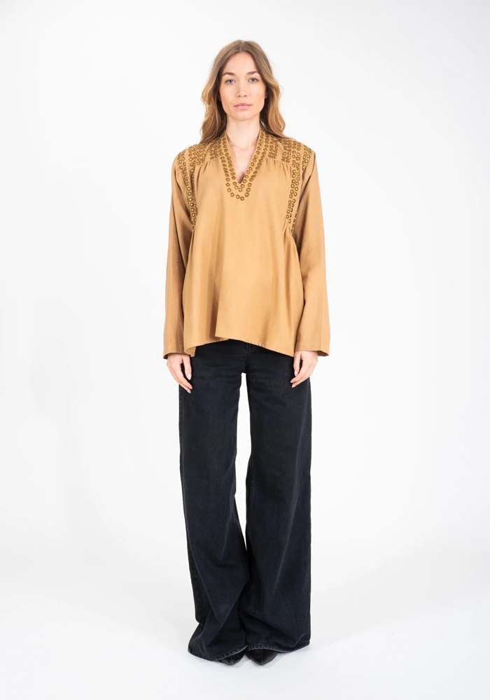 Blouse Bling Camel - V De Vinster