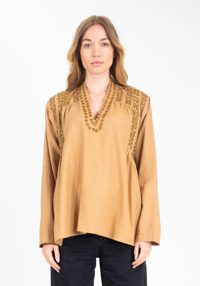 Blouse Bling Camel - V De Vinster