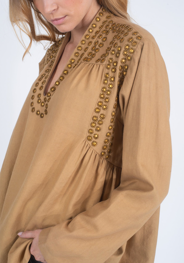 Blouse Bling Camel - V De Vinster