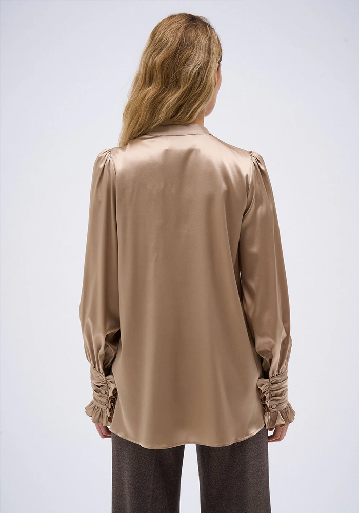 Blouse Lara Soie Taupe - DMN Paris