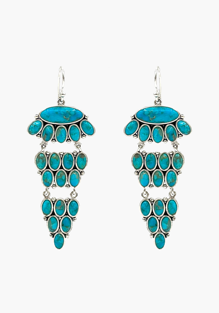 Boucles D'Oreilles 3 Étages Turquoise - Sélectionné par Blush