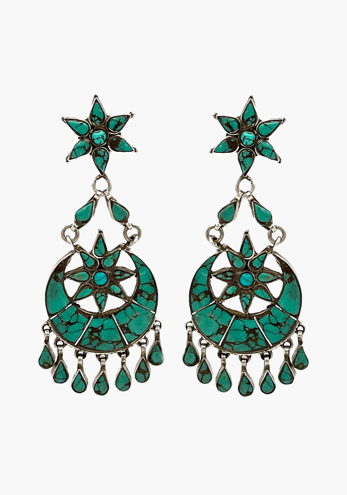 Boucles D'Oreilles Étoiles Et Lunes Turquoises - Sélectionné par Blush