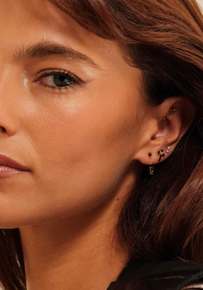 Classic Gigi Rose Gold And Black Resin Earrings