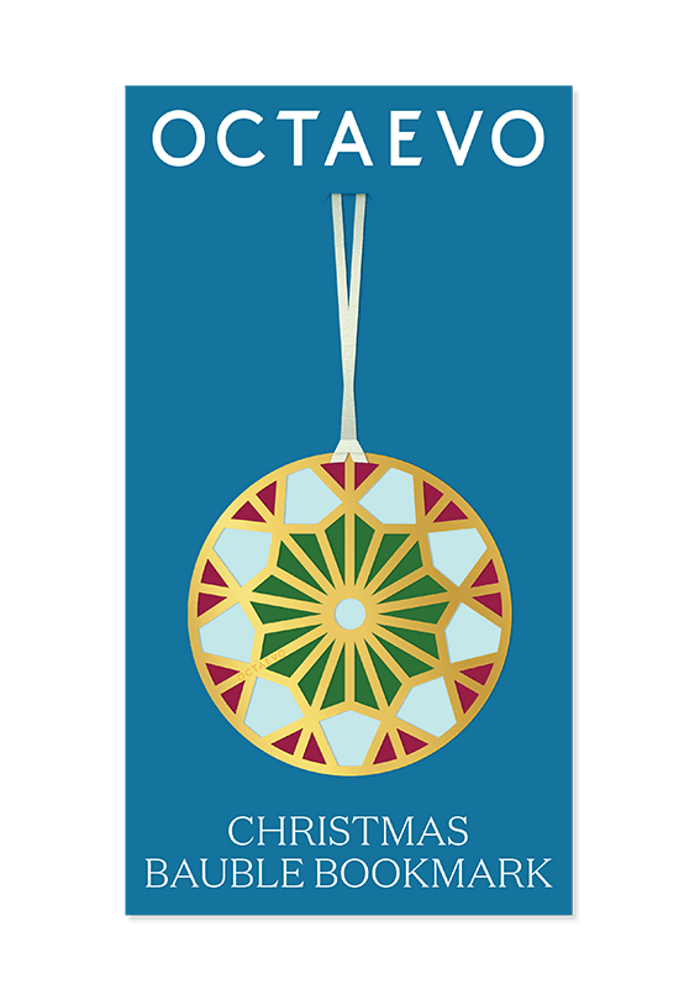 Marque-Page Boule de Noël Bleu en Laiton Doré - Octaevo