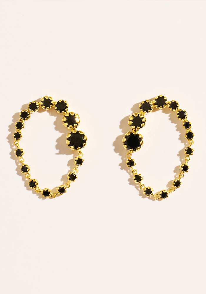 Boucles D'Oreilles Rive D'Or Zircons Noirs - Be Maad