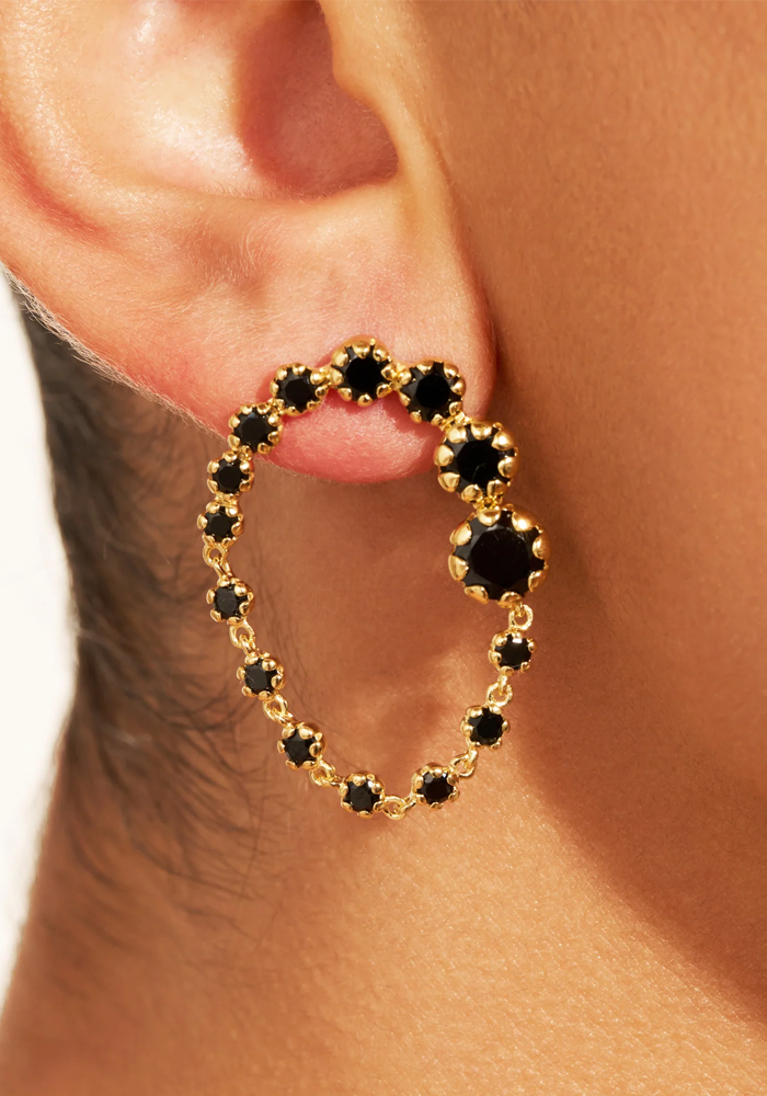 Boucles D'Oreilles Rive D'Or Zircons Noirs - Be Maad